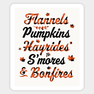 Flannels Pumpkins Hayrides Smores Bonfires Fall Thanksgiving Sticker